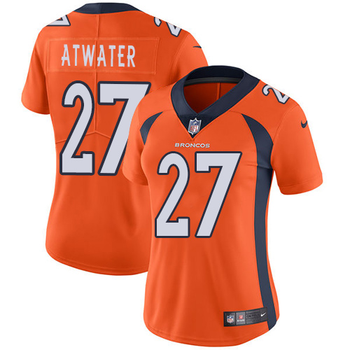 Nike Broncos #27 Steve Atwater Orange Team Color Women's Stitched NFL Vapor Untouchable Limited Jersey - Click Image to Close